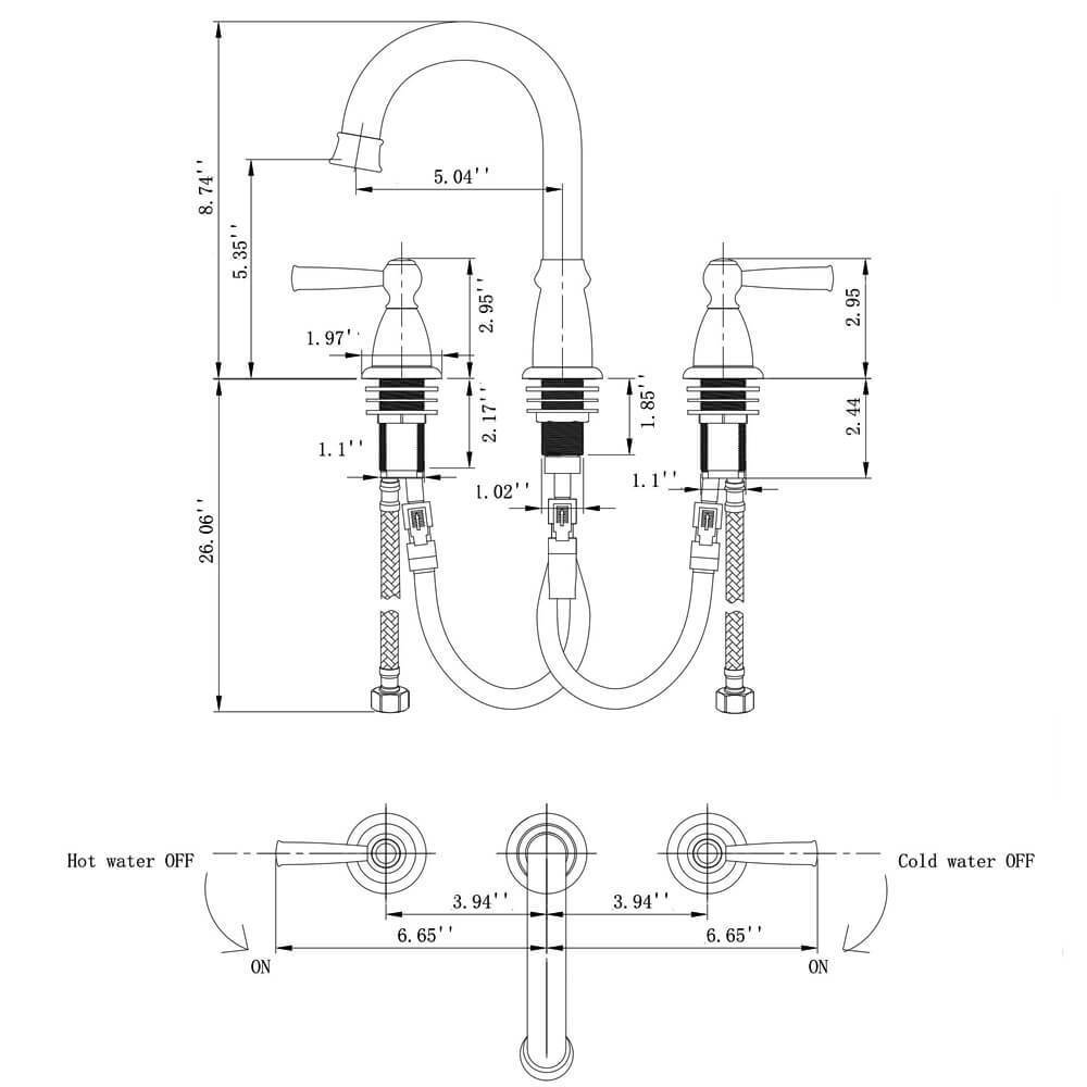 Classic Dual handle widespread faucet, 3 hole bathroom faucet, 3 hole widespread faucet