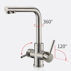 Drinking water faucet 3 Way Deck Mounted Water Purifier Faucet Kitchen Faucets With Two Sprayer