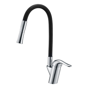 Chrome flexible handle single hole kitchen faucet