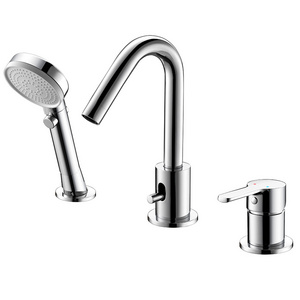 3 hole  bathtub faucet deck mounted tub tap bath faucet with hand shower.