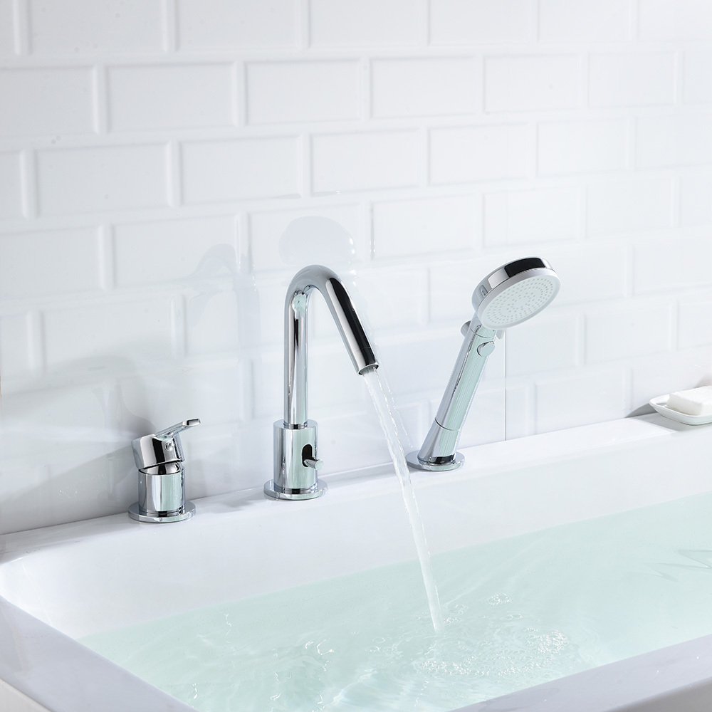 3 hole  bathtub faucet deck mounted tub tap bath faucet with hand shower.