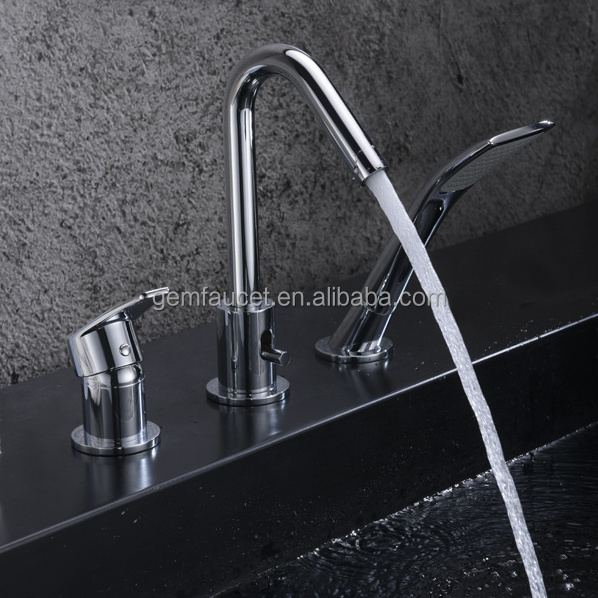 3 hole spa faucet for bathtub with hand shower set bathroom faucet