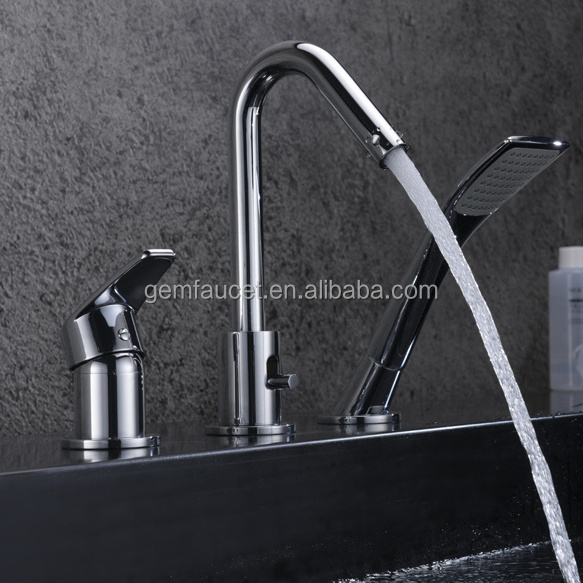 3 hole spa faucet for bathtub with hand shower set bathroom faucet