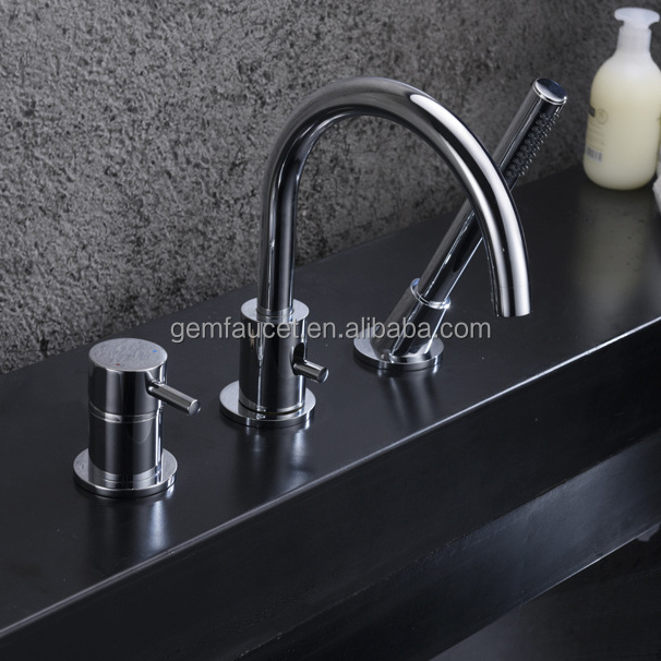 3 hole walk in bath tub faucet with long spout