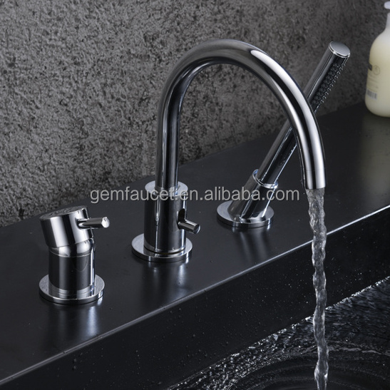 3 hole walk in bath tub faucet with long spout