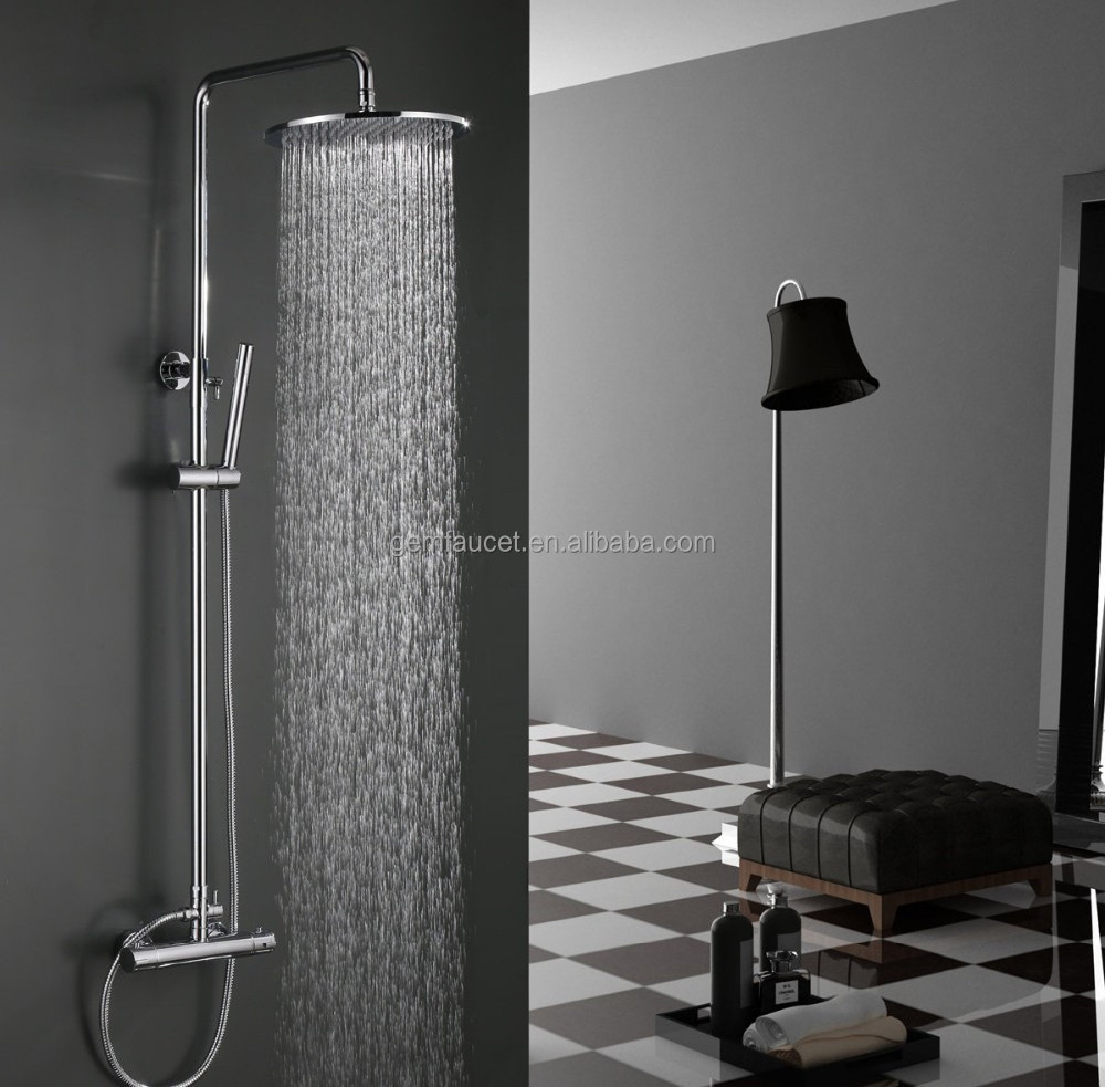 Exposed brass thermostatic shower mixer