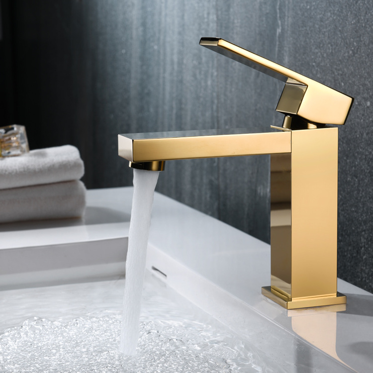 Waterfall wash basin faucet golden hand water taps gold faucet