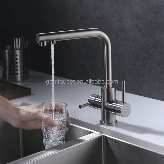 Stainless steel lead free drinking water faucet 3 ways kitchen faucet Filter water tap