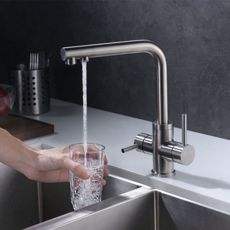 Modern design sanitary ware SUS304 filter RO 3 way kitchen drinking water faucet