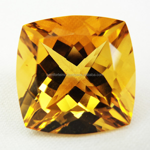 Loose Citrine Gemstone Faceted Cut 13.70X 13.70mm Citrine Cushion Gemstone Ring Jewelry Accessories Semi Precious Stone Yellow C