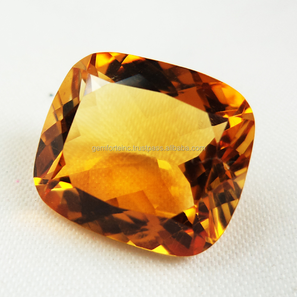 Loose Citrine Gemstone Faceted Cut 13.70X 13.70mm Citrine Cushion Gemstone Ring Jewelry Accessories Semi Precious Stone Yellow C