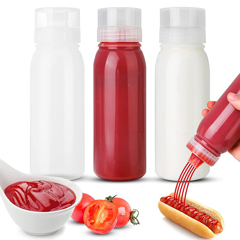 Condiment Porous Squeeze Bottles for Sauces Salad Dressing Container Ketchup Bottles Squeeze Syrup Dispenser for Salad BBQ Sauce