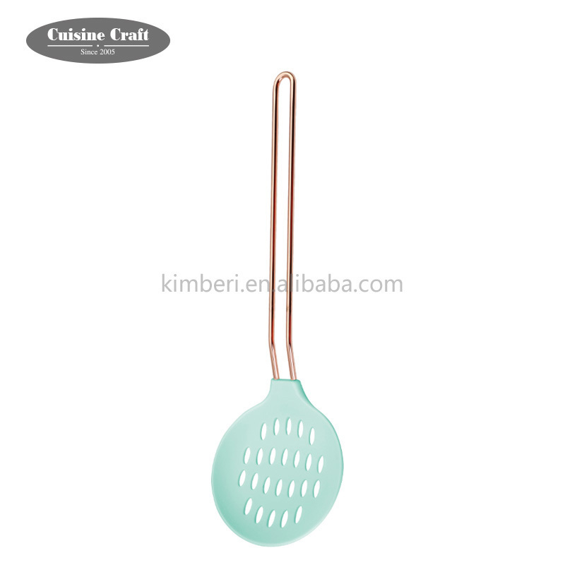 Stock clearance kitchen accessories Stainless steel nylon skimmer with copper plated wire handle