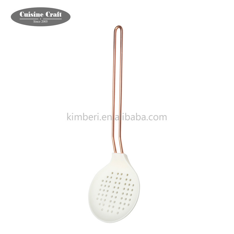 Stock clearance kitchen accessories Stainless steel nylon skimmer with copper plated wire handle