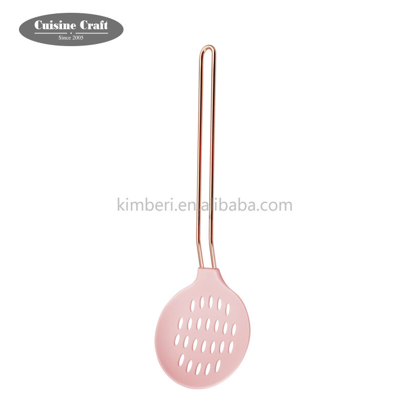 Stock clearance kitchen accessories Stainless steel nylon skimmer with copper plated wire handle