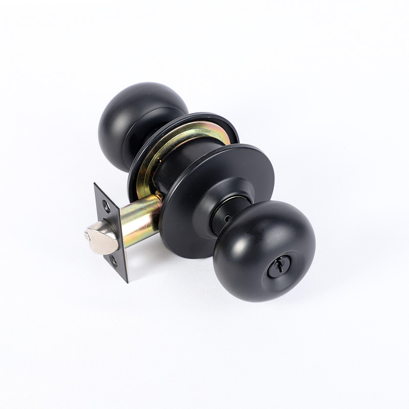 Matt black color knob lock set entry round shape bedroom bathroom door lock