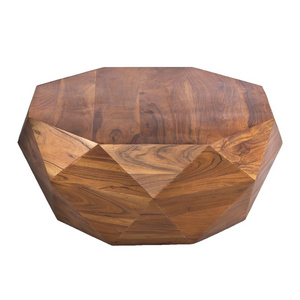 Modern Decorative Diamond Shape Design Solid Acacia Wood Brown Natural Finish Top Living Room Home Office Center Coffee Table