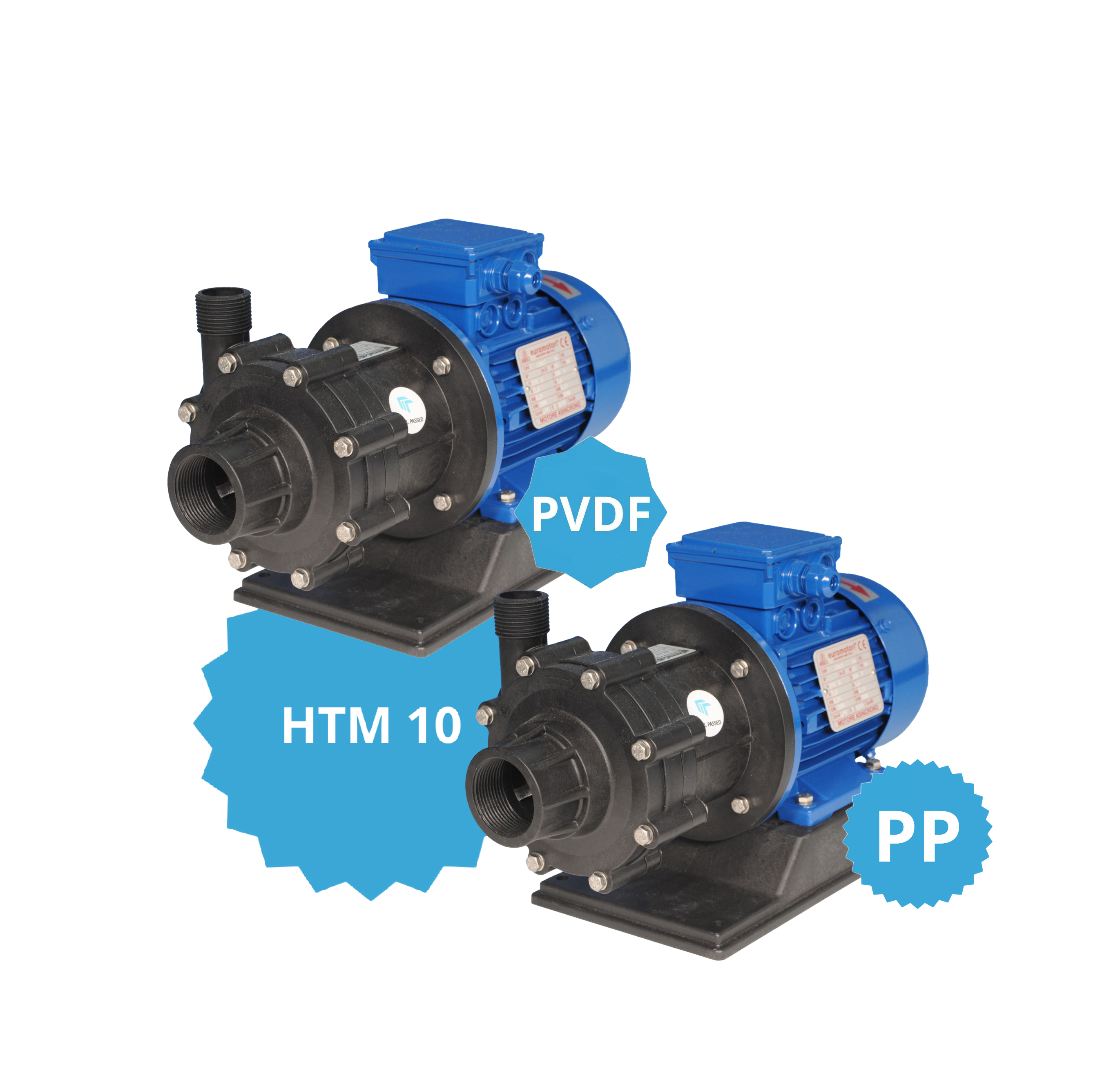 Italian magnetic centrifugal pumps model HTM 10 PP PVDF with motor 0,55kw or 1,1kw made of plastic for acid handling water pump