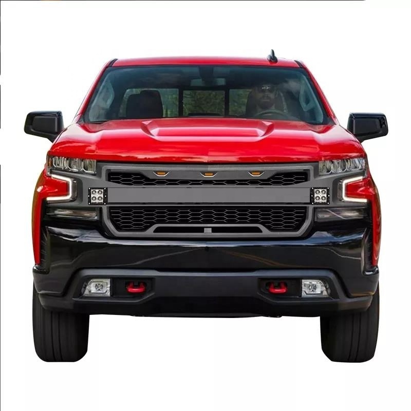 ABS Grille Front Hood Grill with Amber LED Lights for Chevy Silverado 1500 2019-2020