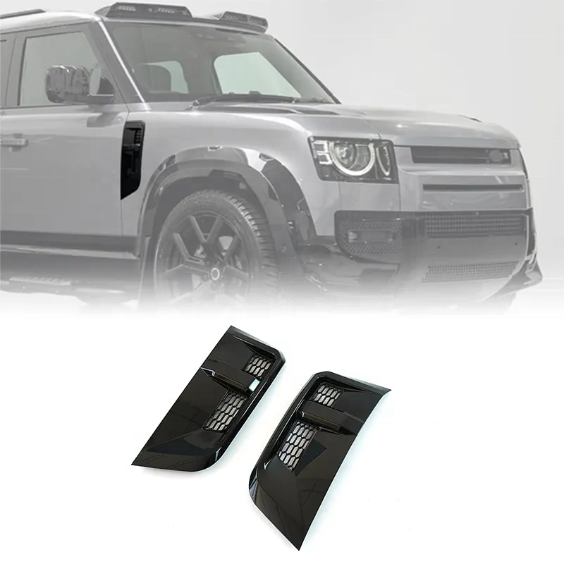 Urban style tuning part gloss black ABS fender vent cover side air flow vent cover for Land Rover Defender 2020-2023