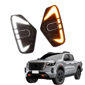 LED Daytime Running Light 2pcs for nissan Navara NP300 2020 2021 NP300 Frontier Bumper Scanning DRL & Streamer White