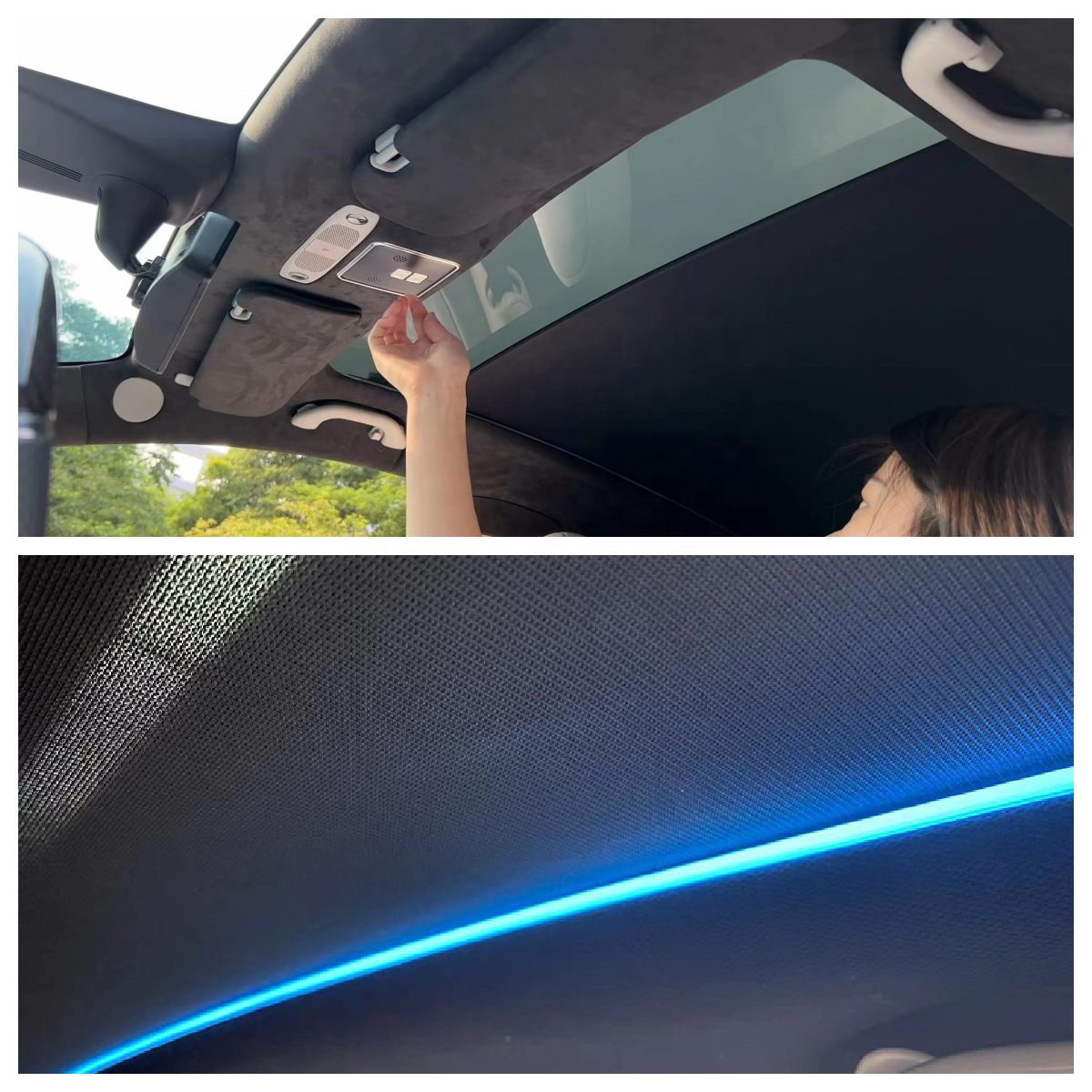 Adjustable Telescopic Sunshade Scuttle Visors Skylight Led Light Glass Roof Sunshade for Tesla Model Y 3