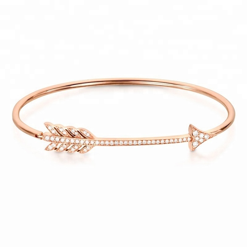 Saudi arabia jewelry 925 silver arrow bangle 18k gold bracelet for women