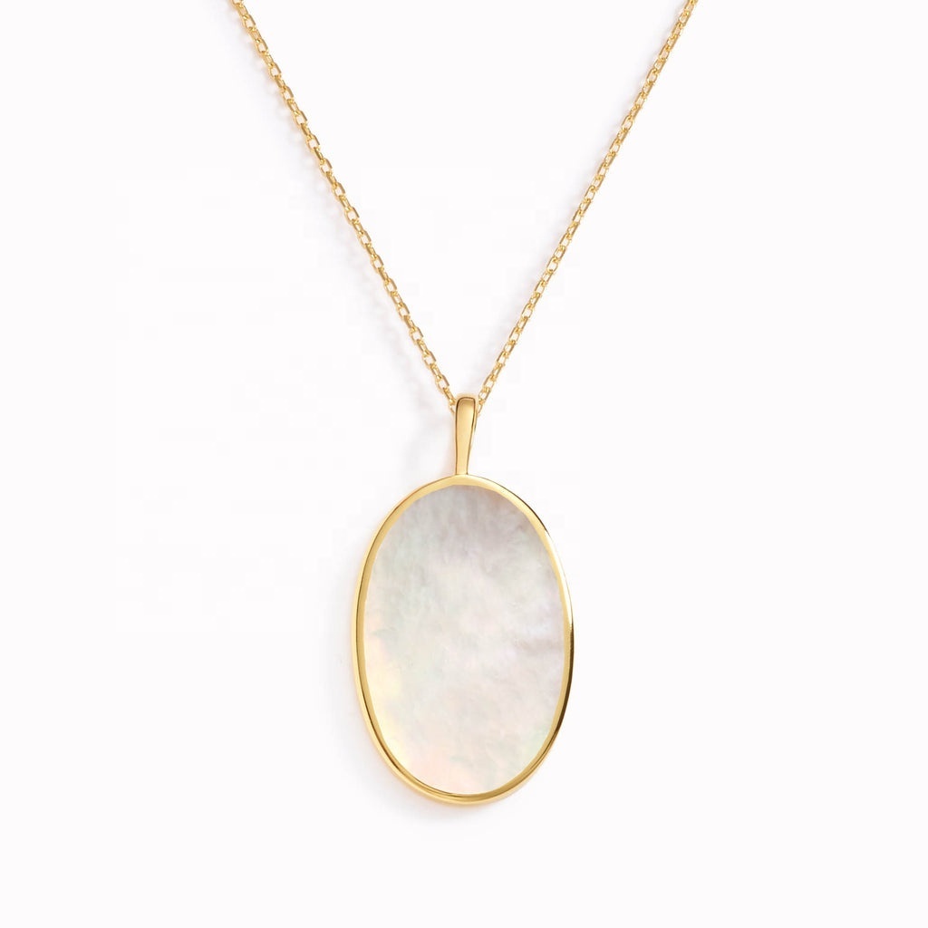 Gemnel new arrival fashion jewelry 14k gold boho mother of pearl pendent necklace