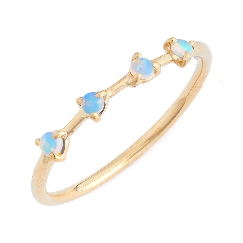 Gemnel vintage 925 sterling silver gold vermeil 0.1 microns four step opal sapphires diamond rings