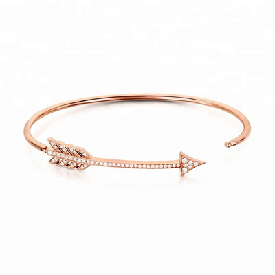 Saudi arabia jewelry 925 silver arrow bangle 18k gold bracelet for women