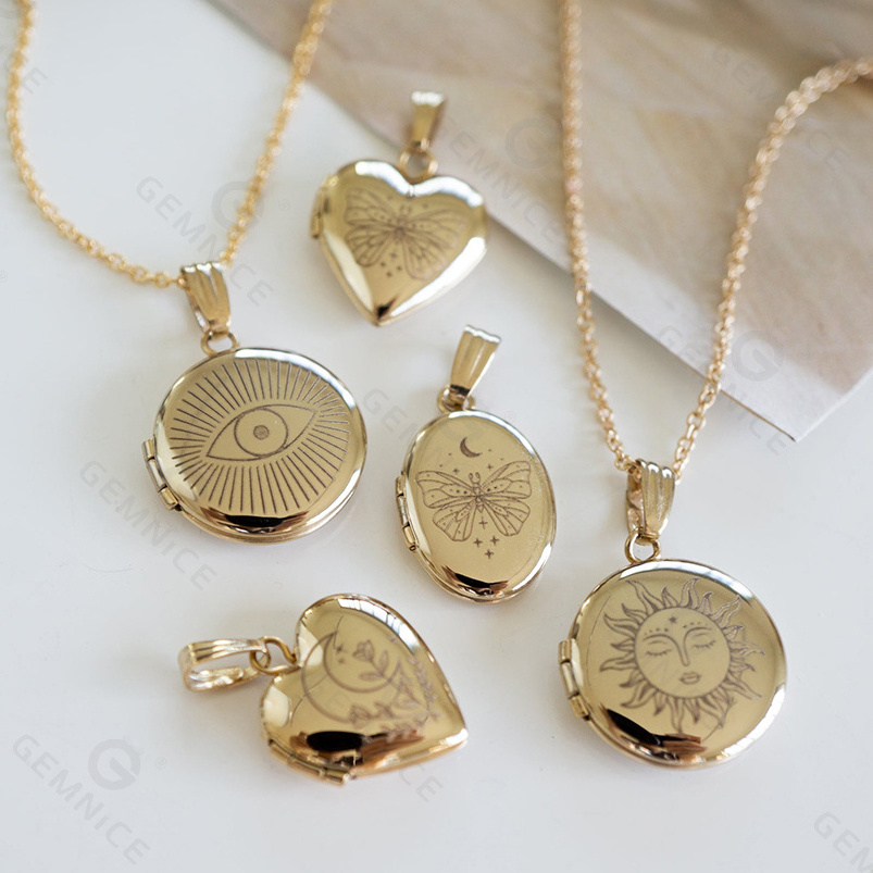 Gemnel new arrivals 925 silver 14k gold classics custom personalized locket pendant necklace