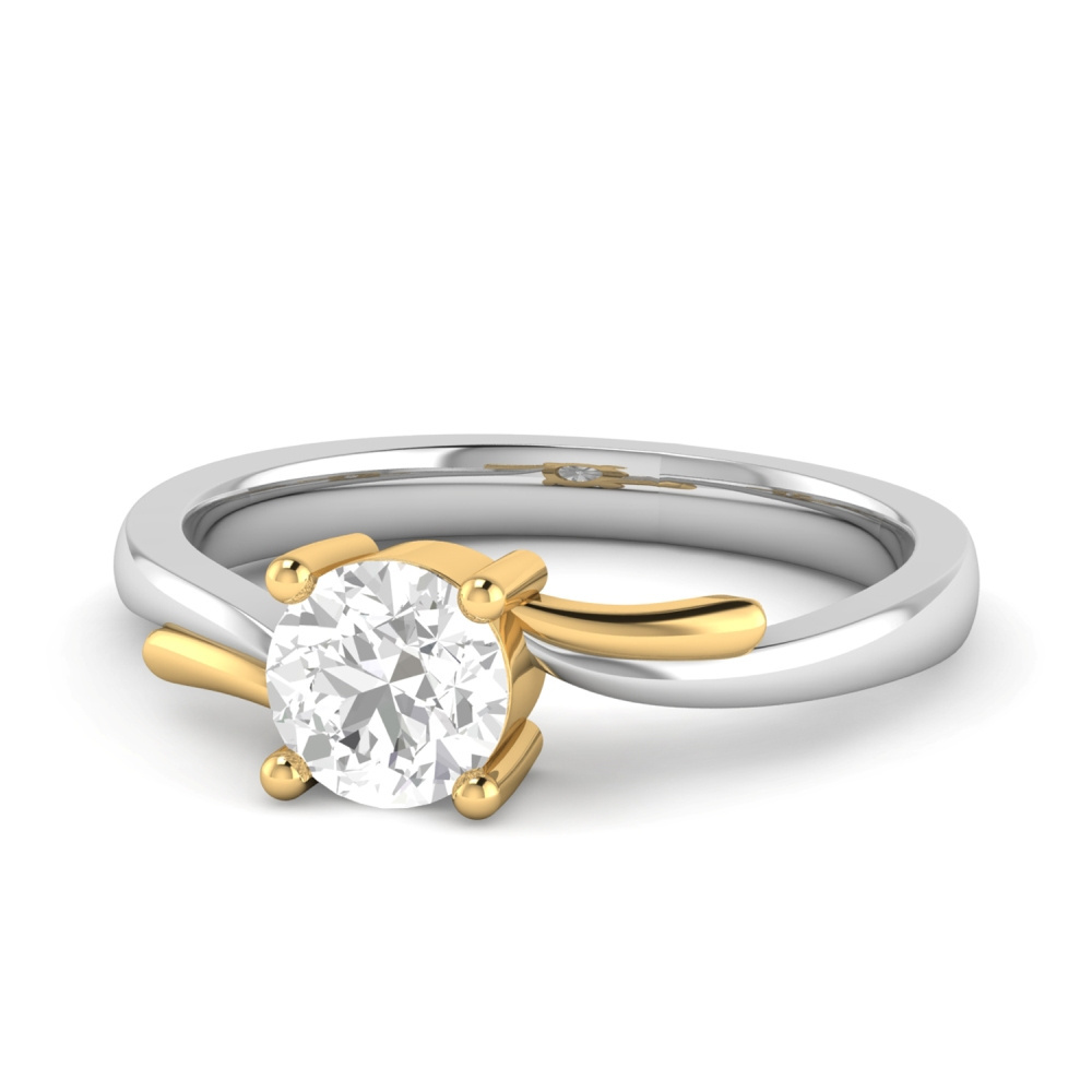 0.30 Carat Natural White Diamond Solitaire Wedding Ring in 14k Gold , Two Tone of Gold Diamond Ring,white diamond ring