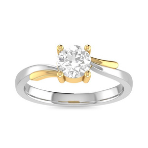 0.30 Carat Natural White Diamond Solitaire Wedding Ring in 14k Gold , Two Tone of Gold Diamond Ring,white diamond ring