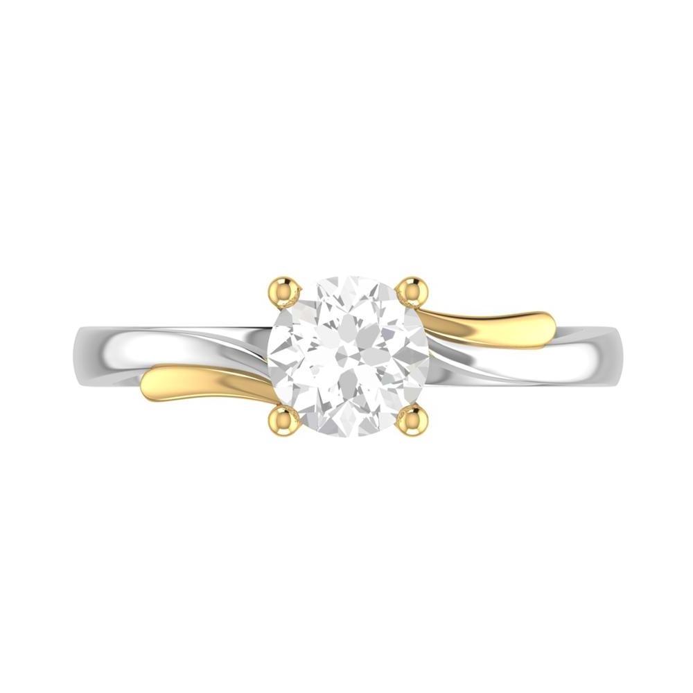 0.30 Carat Natural White Diamond Solitaire Wedding Ring in 14k Gold , Two Tone of Gold Diamond Ring,white diamond ring