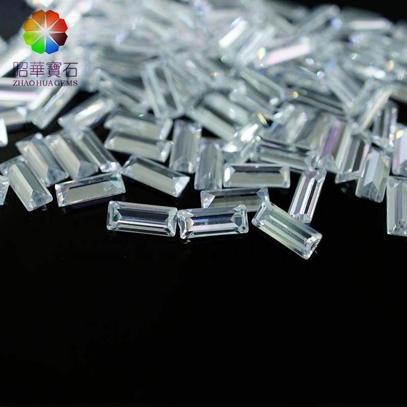 Cubic zirconia white Small rectangular cut loose gemstones Wholesale Price of Wuzhou Factory CZ gems