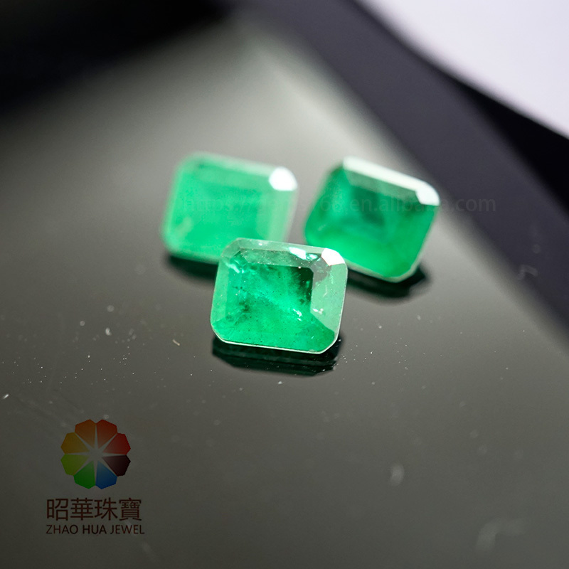 Natural Crystal Octagon cut gemstone  Synthetic Colombian  Emerald   5*7 mm  Emerald cut