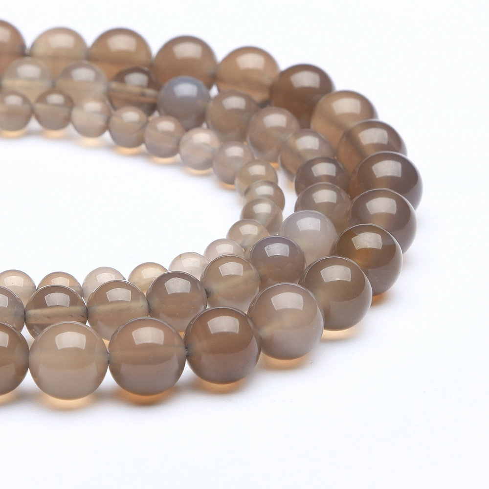 Wholesale 4 6 8 10 12mm Round Gem Beads Gray Agates Natural Stone Beads For Jewelry Making Diy