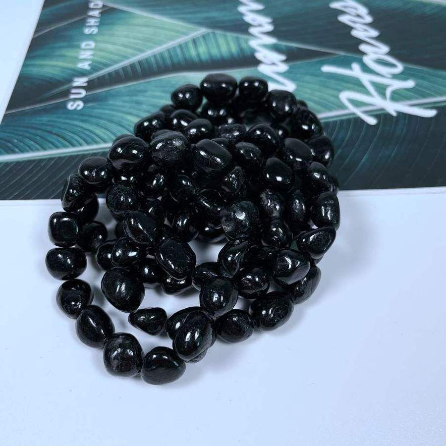 Wholesale Natural Healing Crystal Stone Natural Gemstone Nugget Black Tourmaline Beads Bracelet