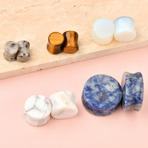 wholesale Natural Stone Double Flared Plug Ear Pug Ear Stretching Kit Ear Plugs Tunnel Gauges Expander Stretchers Piercing