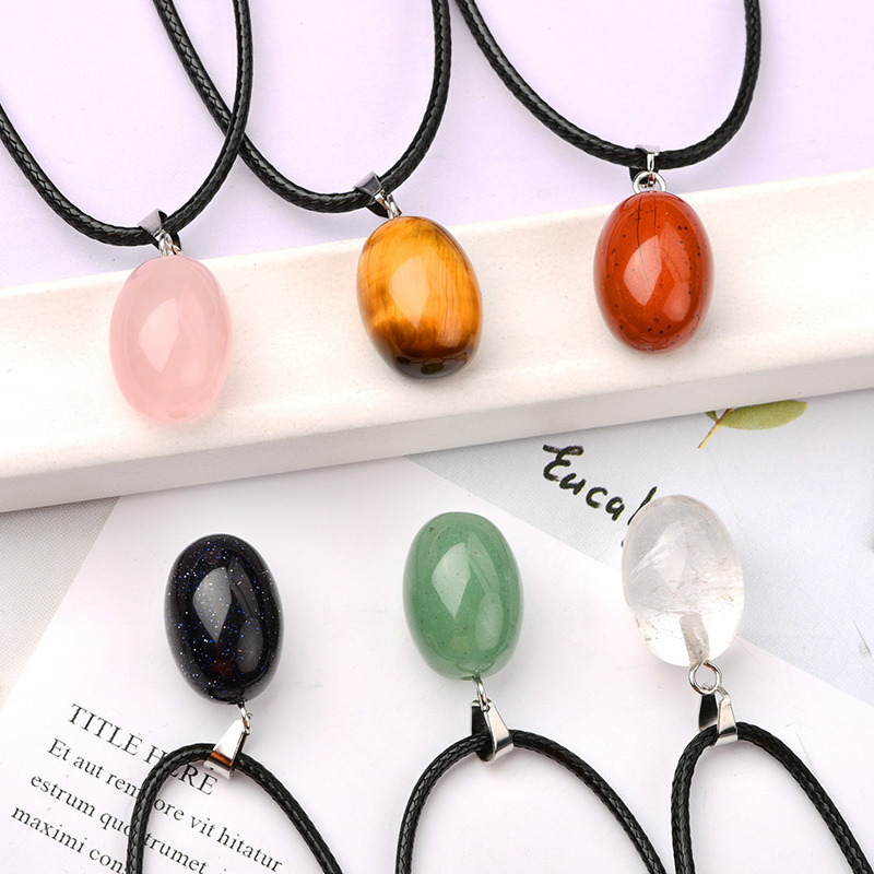 Natural mini crystal drum bead stone 17-19mm small Water Drop Necklace crystal stone pendant