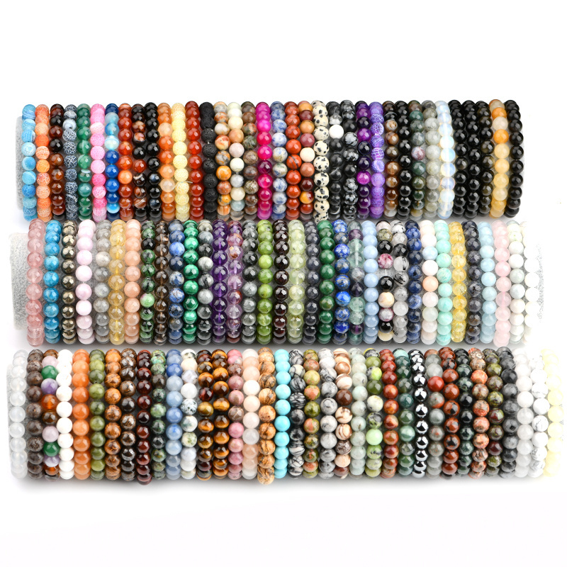 Natural Stone Crystal Bracelets Healing Stone 4.6.8.10mm Gemstones Handmade Crystal Stretch Bead Bracelet