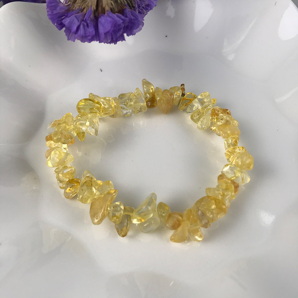 Yellow Citrine Bracelet Natural Citrine Chips Stone Beads Bracelet For Jewelry Making Beads Bracelets Beaded Trinket