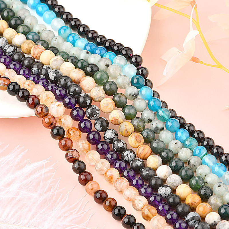 Wholesale Jade Tiger Eye Amethyst Tourmaline Lava Agate Beads Crystal Natural Gemstone Stone Beads for Jewelry Making 4-12mm