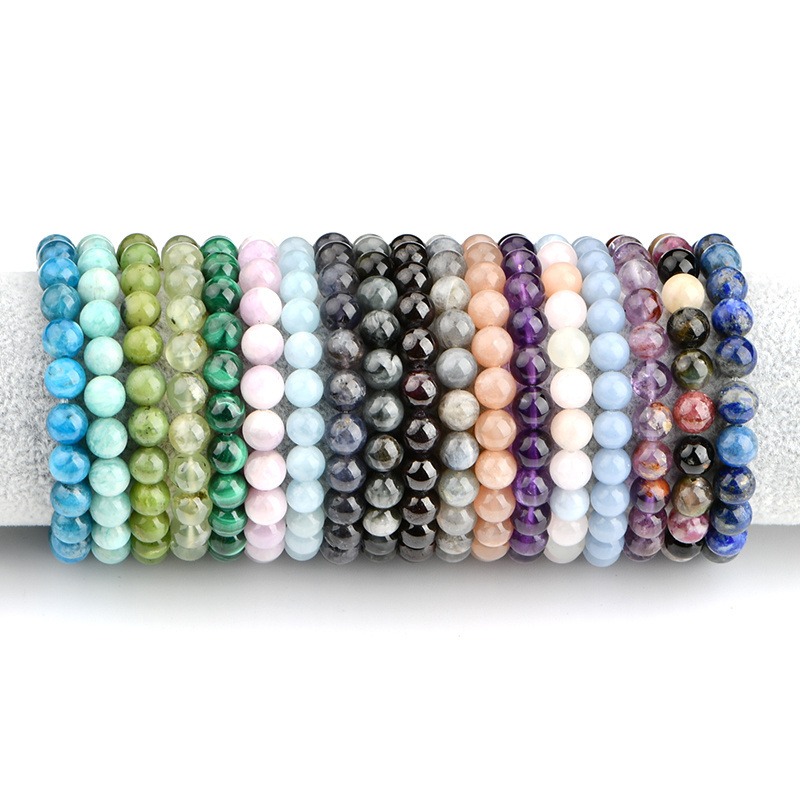 Natural Stone Crystal Bracelets Healing Stone 4.6.8.10mm Gemstones Handmade Crystal Stretch Bead Bracelet