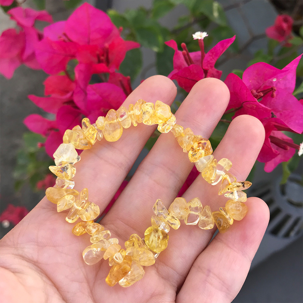 Yellow Citrine Bracelet Natural Citrine Chips Stone Beads Bracelet For Jewelry Making Beads Bracelets Beaded Trinket