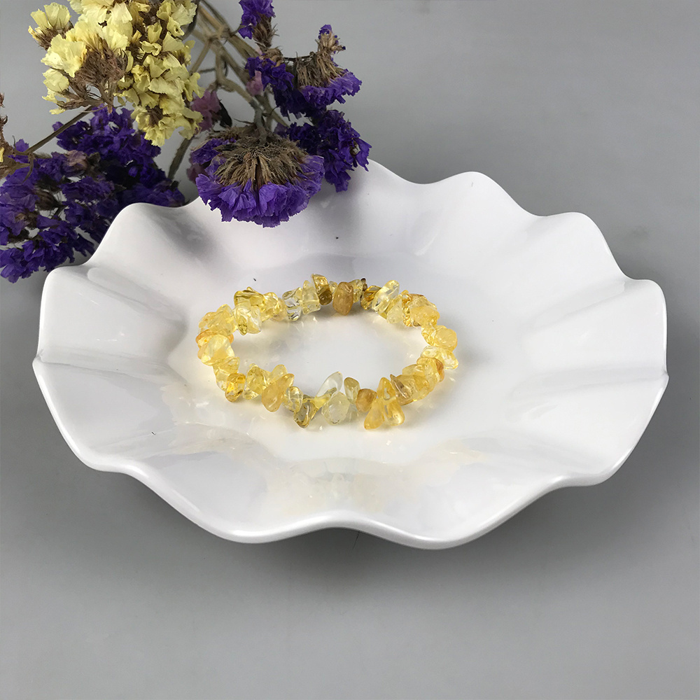 Yellow Citrine Bracelet Natural Citrine Chips Stone Beads Bracelet For Jewelry Making Beads Bracelets Beaded Trinket