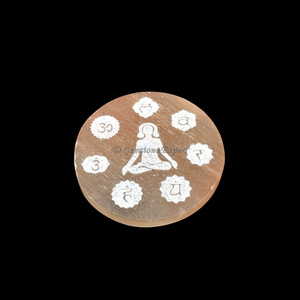 High Quality Natural Crystal Healing Orange Charging Selenite Plate With Seven Chakra Engraved Wholesale Semi Precious Stones