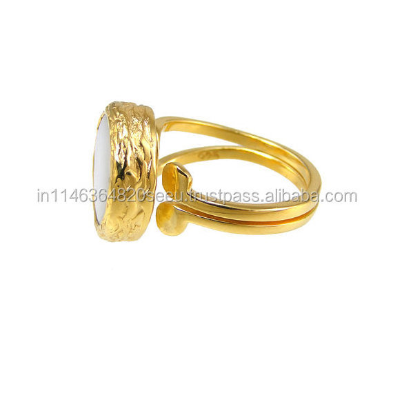 Fresh Water Pearl Gold Plated Vermeil Ring Handmade Gemstone Rings