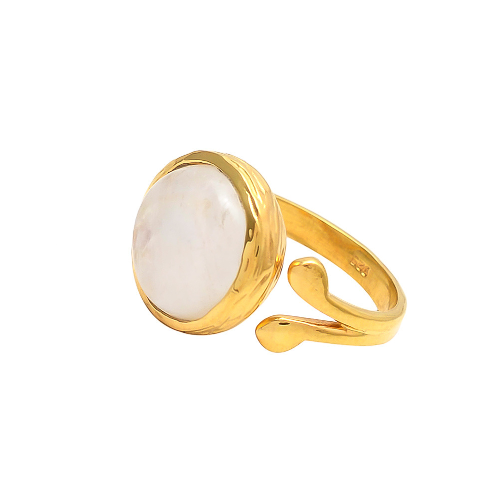 Natural Rainbow Moonstone Unique Designer Women's Rings