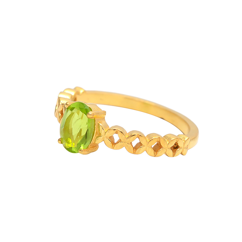 Peridot Hydro Sterling Silver Handmade Stackable Gemstone Gold Plated Rings